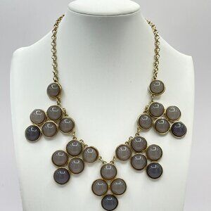 Statement Necklace with Translucent Gray Stations